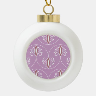 Swirling Elegance: Vintage Geometric Ceramic Ball Christmas Ornament