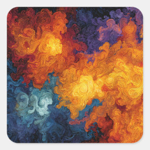 Swirling Elemental Nebula Abstract Square Sticker