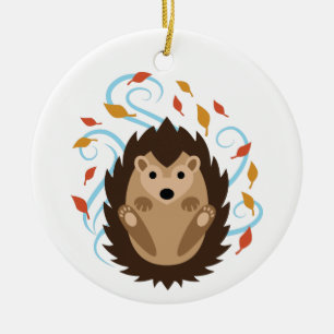 Swirling Fall Hedgehog Ceramic Tree Decoration