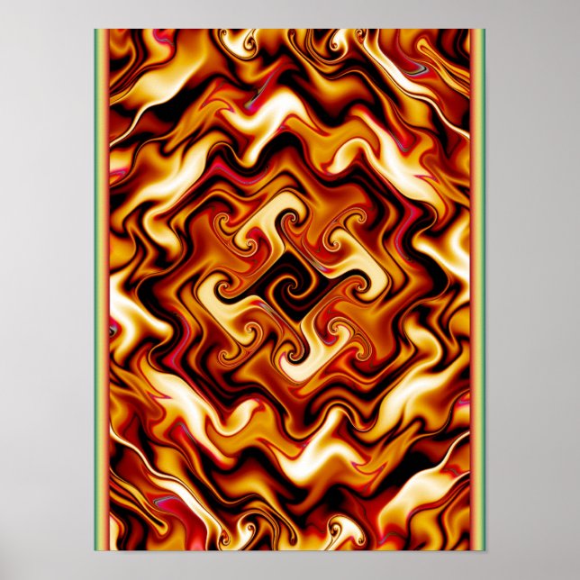 Swirling Fire Fractal Poster (Front)