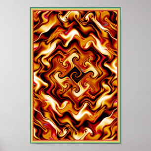 Swirling Fire Fractal Poster