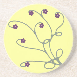 Swirling Floral Vines Sandstone Coaster