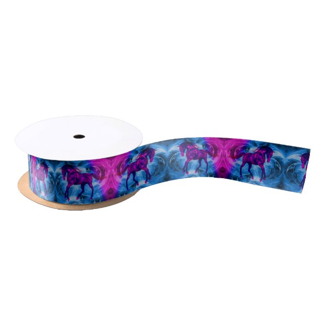 Swirling Fractal Fantasy Horse Art Satin Ribbon (Spool)