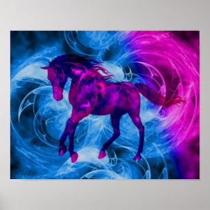 Swirling Fractal Fantasy Horse Poster