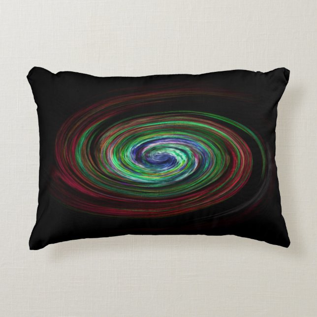 Swirling Galaxy Cool Abstract Black Decorative Cushion (Front)