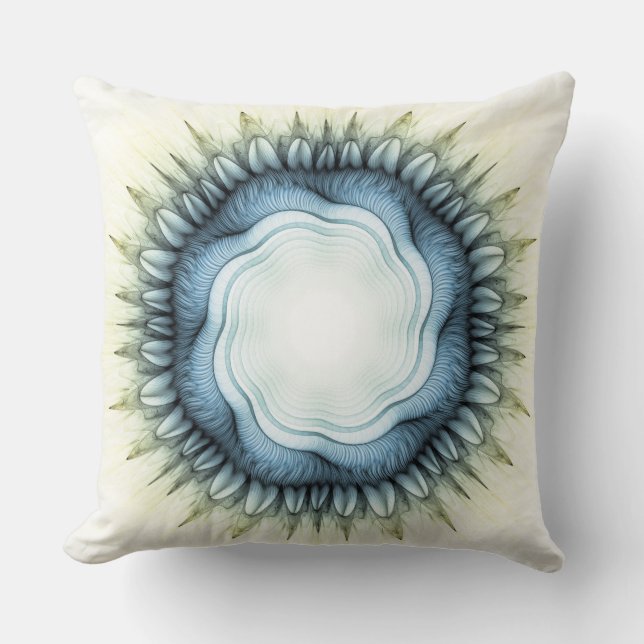 Swirling geometric floral ornament cushion (Front)