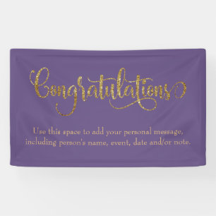 Swirling Gold Glitter Congratulations Dusty Purple Banner
