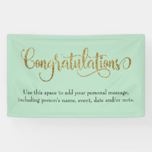Swirling Gold Glitter Congratulations Iced Mint Banner