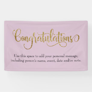 Swirling gold Glitter Congratulations Mauve Pink Banner