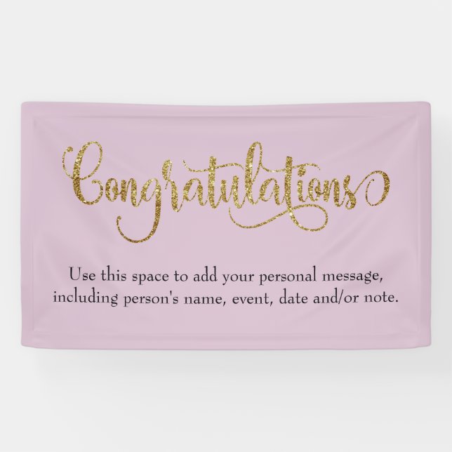 Swirling gold Glitter Congratulations Mauve Pink Banner (Horizontal)