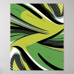 Swirling Greens and Dynamic Patterns Poster