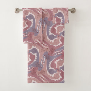 Swirling Hares 2 old pink Bathroom Towel Set