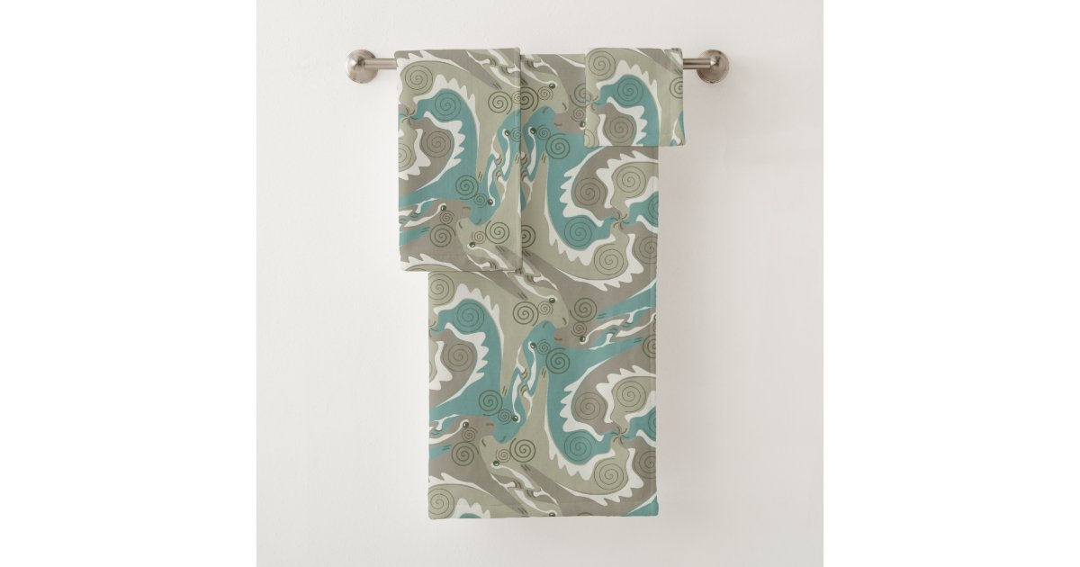 Swirling Hares 4 emerald green Bathroom Towel Set Zazzle