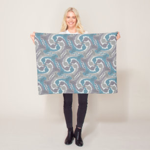 Swirling Hares Tesselation Blue Blanket 3