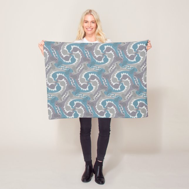 Swirling Hares Tesselation Blue Blanket 3 (In Situ)