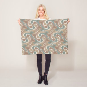 Swirling Hares Tesselation Brown Blanket 6