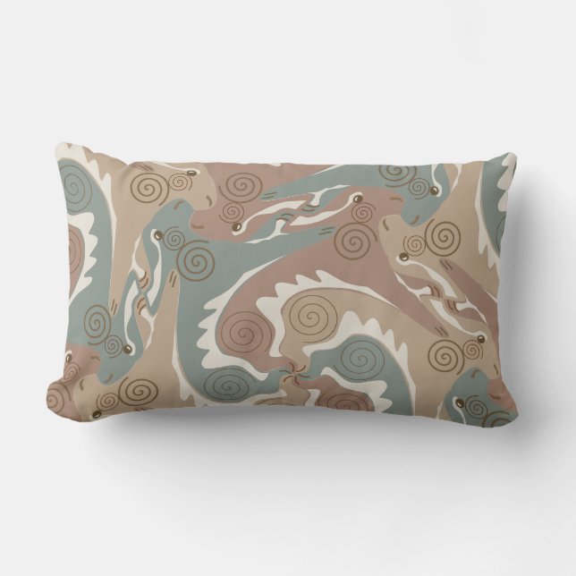 Swirling Hares Tesselation Brown Lumbar Pillow 6 (Front)