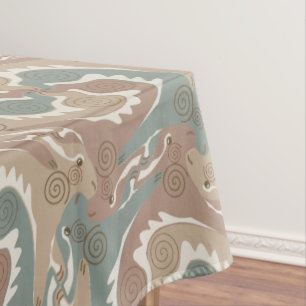 Swirling Hares Tesselation Brown Tablecloth 6