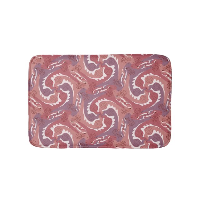 Swirling Hares Tesselation Soft red Bathmat 8 (Front)