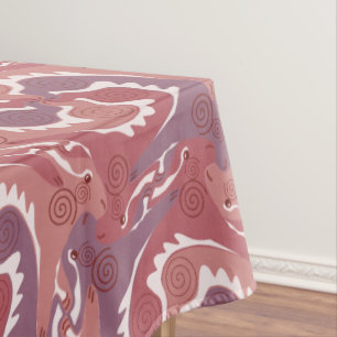Swirling Hares Tesselation Soft red Tablecloth 8