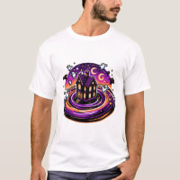 Swirling Haunted House Halloween Cute Ghosts & Bat