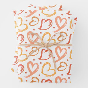 Swirling Heart Doodles Pattern Wrapping Paper Sheet