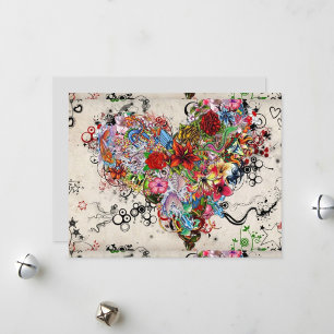 Swirling Heart Pattern Holiday Card