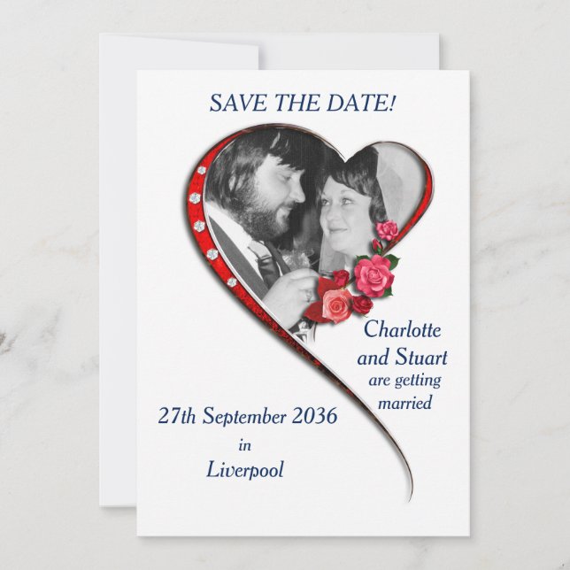 Swirling Heart Wedding  Flat Save The Date Card (Front)