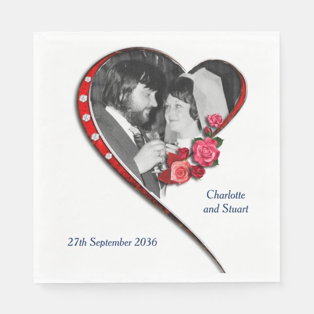 Swirling Heart Wedding  Napkin (Front)