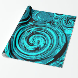 Swirling in Blue Wrapping Paper