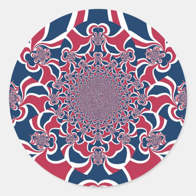 Swirling Kaleidoscope Art Print Classic Round Sticker (Front)