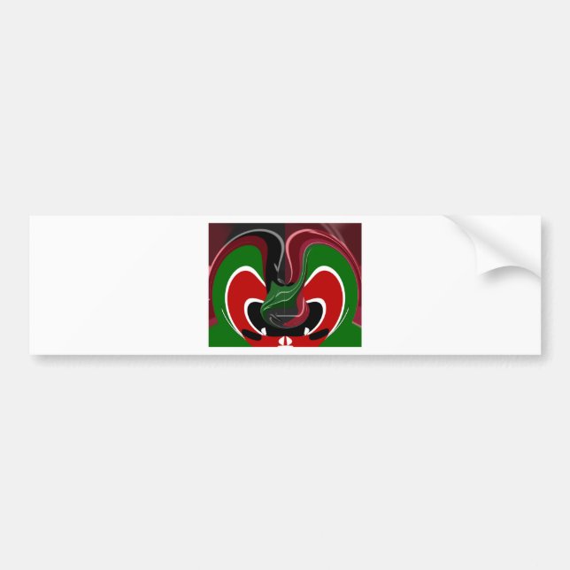 Swirling Kenyan Flag: A Modern Motif Art Bumper Sticker (Front)