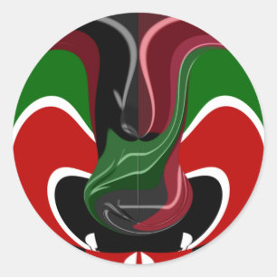 Swirling Kenyan Flag: A Modern Motif Art Classic Round Sticker