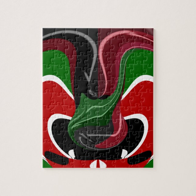 Swirling Kenyan Flag: A Modern Motif Art Jigsaw Puzzle (Vertical)