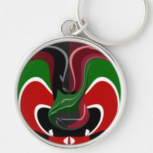 Swirling Kenyan Flag: A Modern Motif Art Key Ring