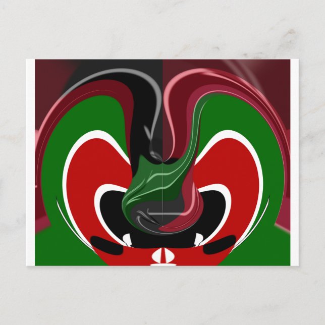 Swirling Kenyan Flag: A Modern Motif Art Postcard (Front)