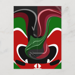 Swirling Kenyan Flag: A Modern Motif Art Postcard