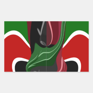 Swirling Kenyan Flag: A Modern Motif Art Rectangular Sticker