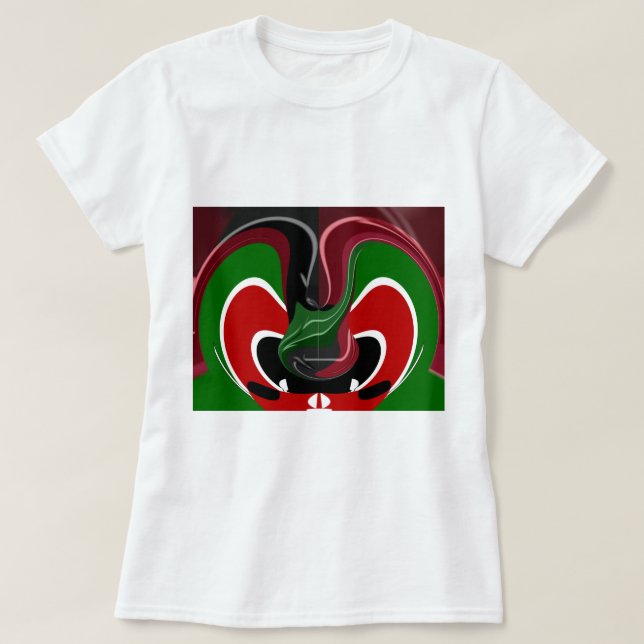 Swirling Kenyan Flag: A Modern Motif Art T-Shirt (Design Front)