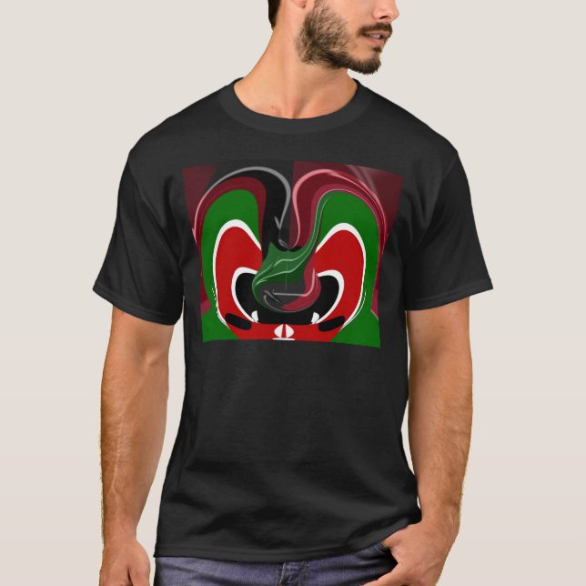 Swirling Kenyan Flag: A Modern Motif Art T-Shirt (Front)