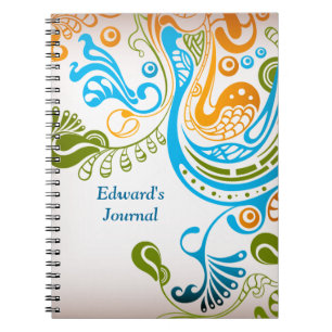 Swirling Leaves and Birds Notebook