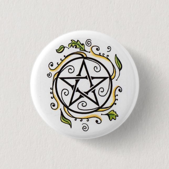 Swirling Leaves Pentacle 3 Cm Round Badge (Front)