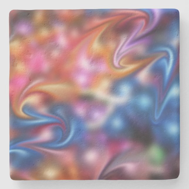Swirling Liquid Christmas Colours Stone Coaster (Front)