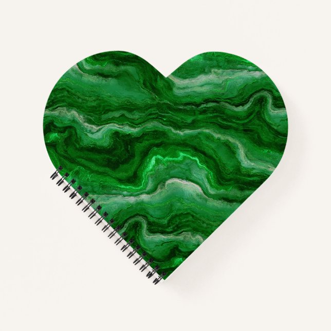 Swirling Marble Pattern in Emerald Green Notebook (Front)