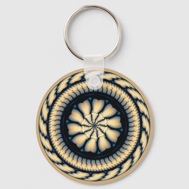 Swirling modern round ornament key ring (Front)