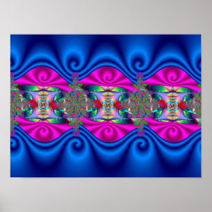 Swirling Ocean Wave Kaleidoscope Abstract Fractal Poster