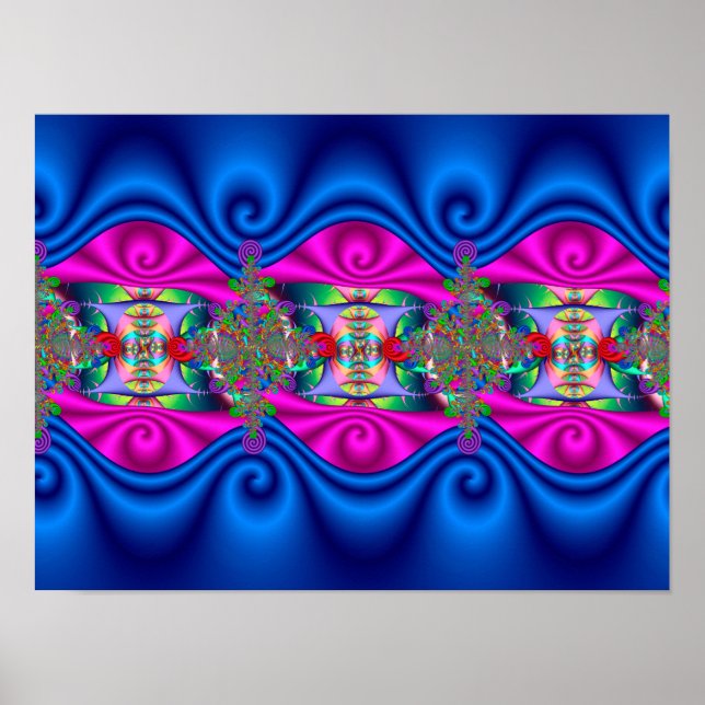 Swirling Ocean Wave Kaleidoscope Abstract Fractal  Poster (Front)