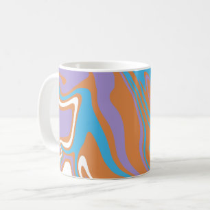 Swirling Orange, Purple, Blue, & white Fluid Art Coffee Mug