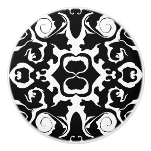 Swirling Pattern in Black and White Ceramic Knob