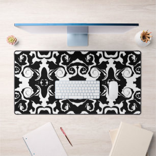 Swirling Pattern in Black and White Desk Mat